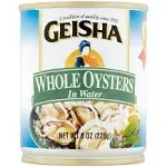 Geisha Whole Oysters in Water (Pack of 6), Size: 8