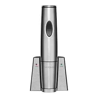 Waring Commercial WWO120 Portable Electric Wine Bottle Opener with Recharging Station,Silver