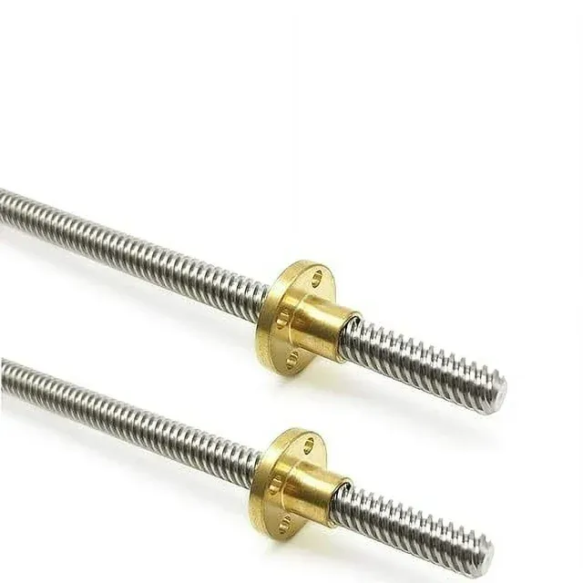 2PCS 300mm（11.81 Inches）Tr8x8 Lead Screw with T8 Brass Nut (Acme Thread, 2mm Pitch, 4 Starts, 8mm Lead) for LCD DLP SLA 3D Printer Z Axis and CNC Machine