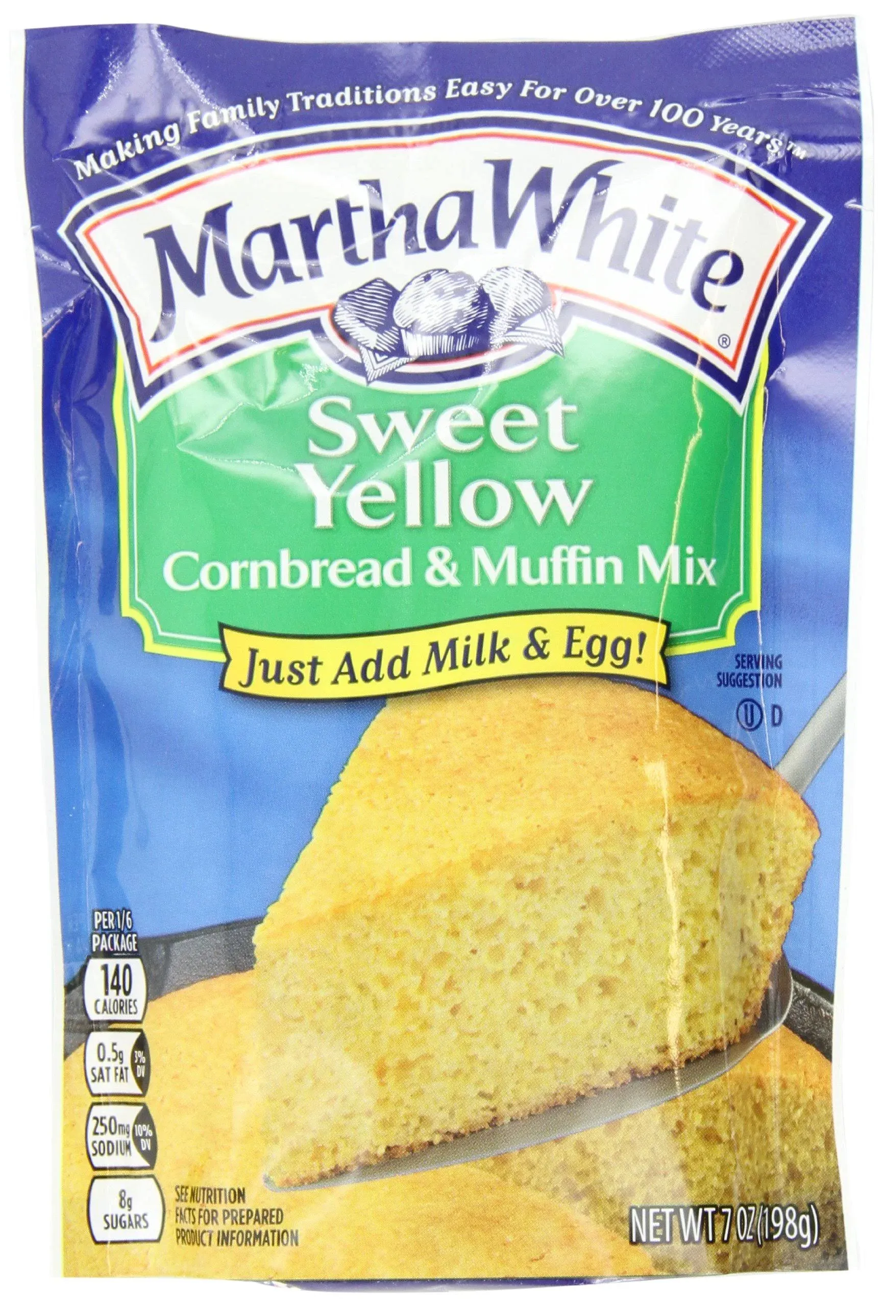 Martha White Sweet Yellow Cornbread and Muffin Mix, 7-Ounce Packages (Pack of 12