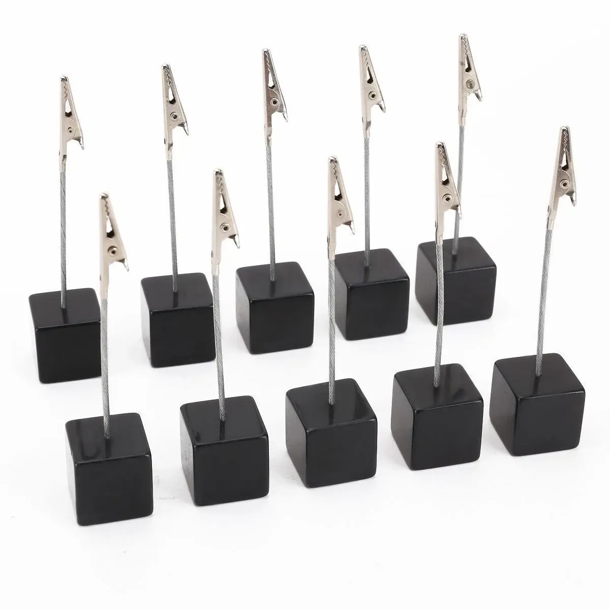 10pcs Memo Clip Holder Stand with Alligator Clasp for Pictures Card Paper Note Clip (Black)