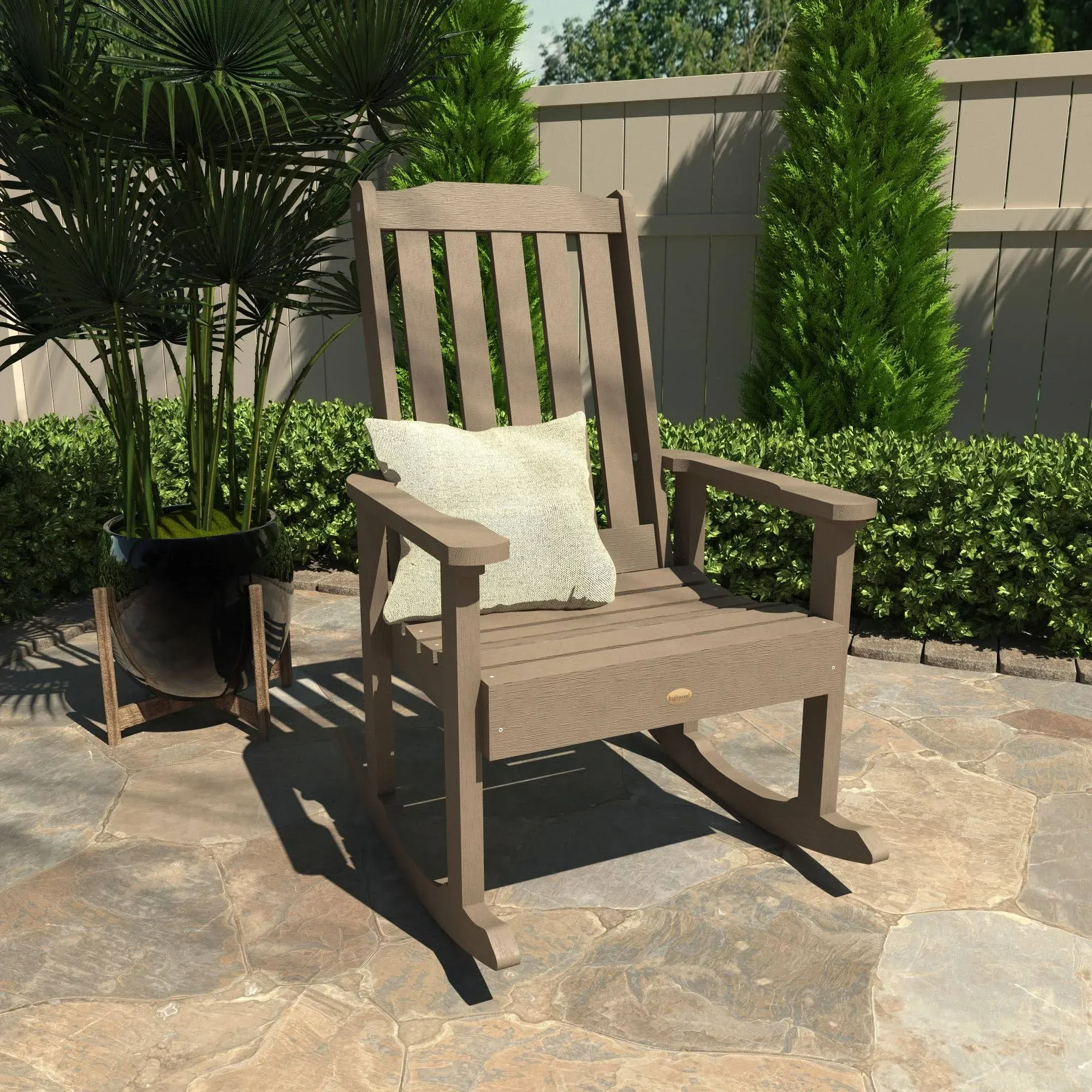 Highwood Lehigh Woodland Brown Recycled Plastic Outdoor Rocking Chair AD-RKCH1-WBR