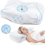 DONAMA Cervical Pillow Neck Pillow for Sleeping, Orthopedic Contour Memory Foam Pillows for Bed with Cooling Pillow Covers, Adjustable Ergonomic Pillows for Back Stomach Side Sleeper