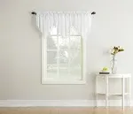 No 918 Erica Crushed Sheer Voile Ascot Valance, White, 51x24