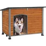 Wooden Heavy-Duty Dog Crates House with Strong Iron Frame, Large Size, Brown