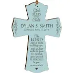 Personalized Christening Wooden Hanging Wall Cross - The Lord Bless You