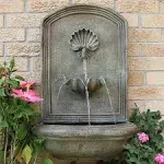 Sunnydaze Decor Seaside Outdoor Wall Fountain with Electric Submersible Pump, Florentine Stone