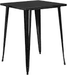 Flash Furniture 31.5" Square Bar Height Black Metal Indoor-Outdoor Table