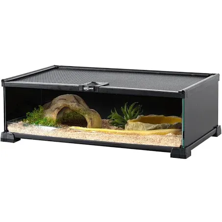 REPTIZOO Small Reptile Tank 20" x 12" x 6" Glass Reptile Terrarium with Top Feeding Reptile Habitat for Reptile Amphibians Snake Spider