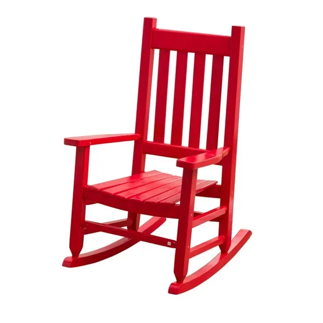 BplusZ Child Porch Rocker Paint Wood Indoor Rocking Chair, Red