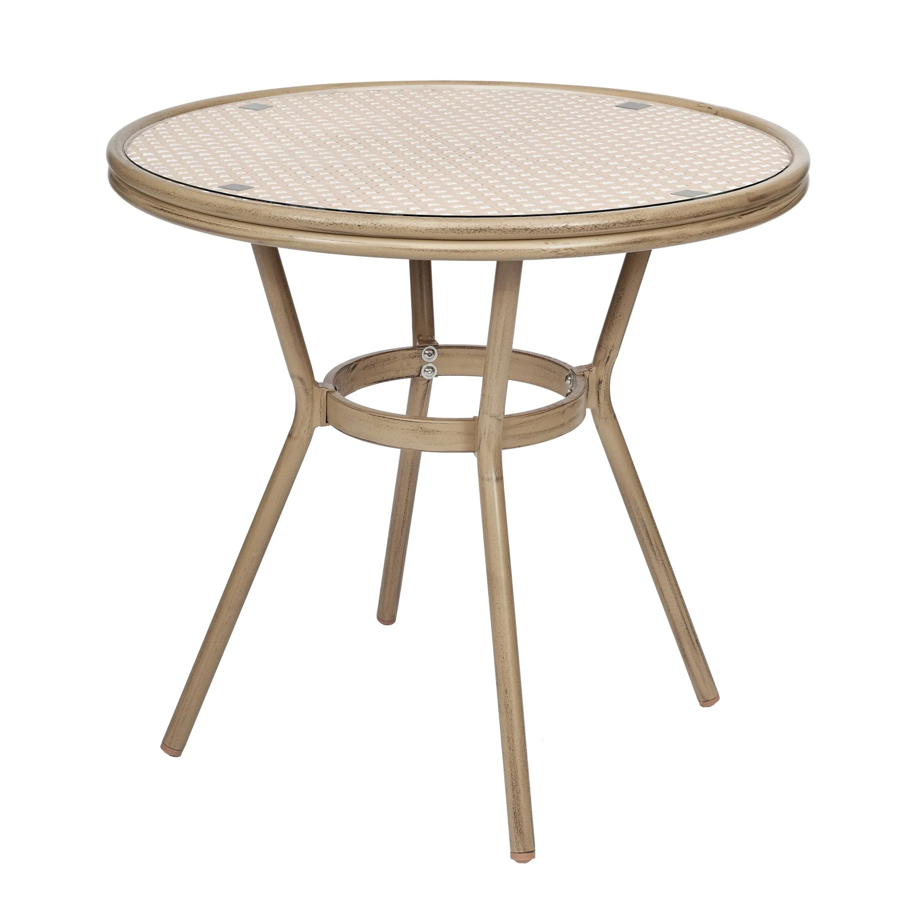 Flash Furniture Lourdes Indoor/Outdoor Commercial French Bistro Table, PE, Glass ...