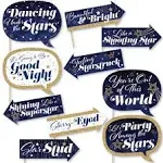 Funny Starry Skies - Gold Celestial Party Photo Booth Props Kit - 10 Piece