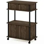 Furinno Turn-N-Tube Toolless Storage Cart with Cabinet - Columbia Walnut/Black