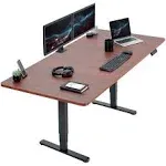 VIVO Electric 71 x 36 inch Sit Stand Desk, Dual Motor Memory Controller Height Adjustment, 2B Series, Dark Walnut Top Black Frame, DESK-KIT-2B7D-36