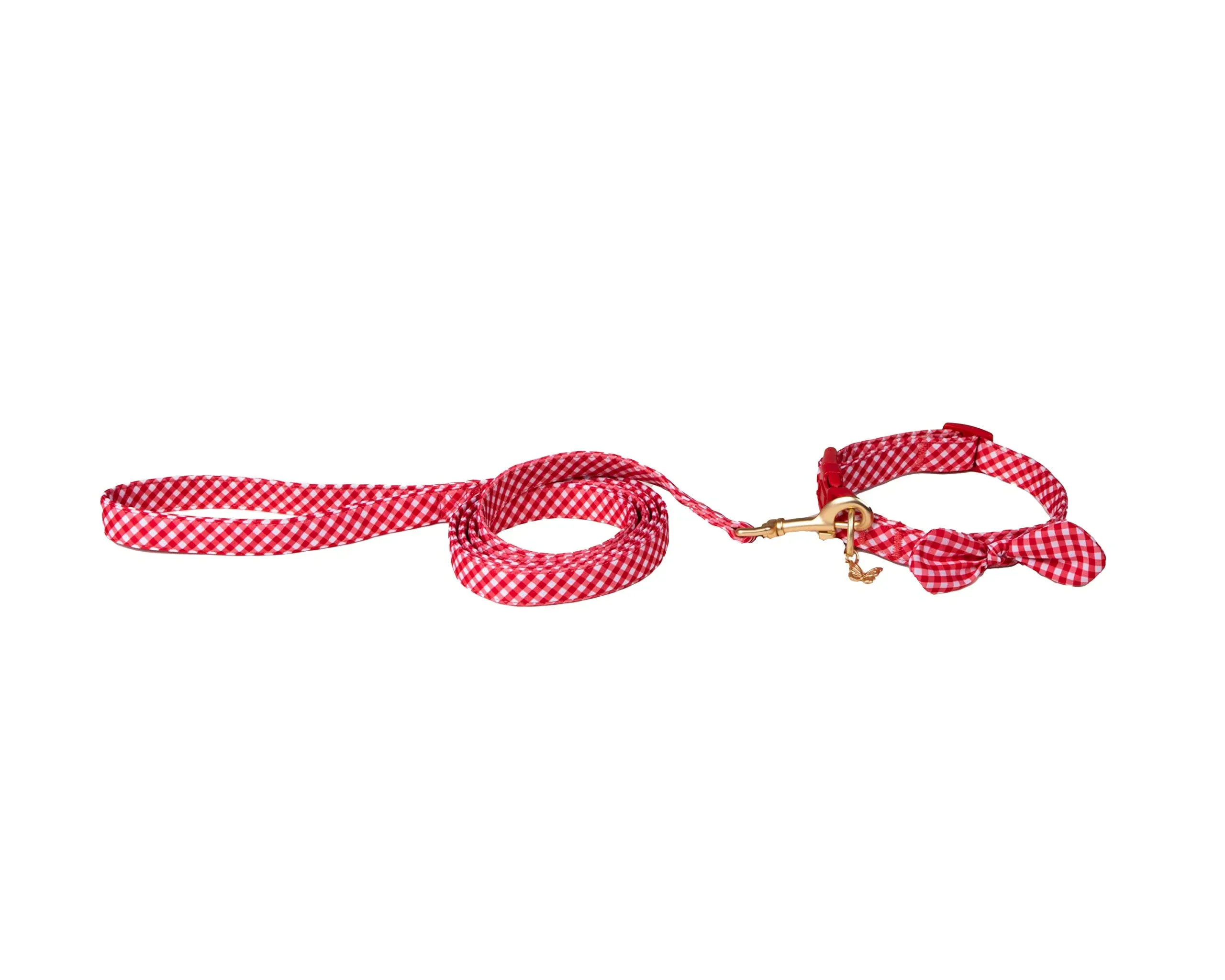 Doggy Parton Red Gingham Dog Leash & Collar Set, X-Large