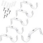 6 Pieces Curtain Rod Brackets General Adjustable Curtain Brackets Valance Support Holders Curtain Rod Holder Wall Bracket Hooks with Screws for 1 inch