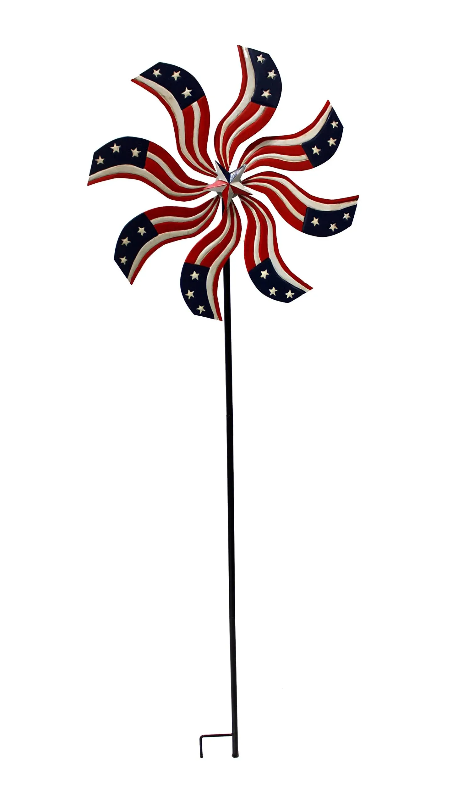 63 in. Metal Americana Wind Spinner Garden Stake