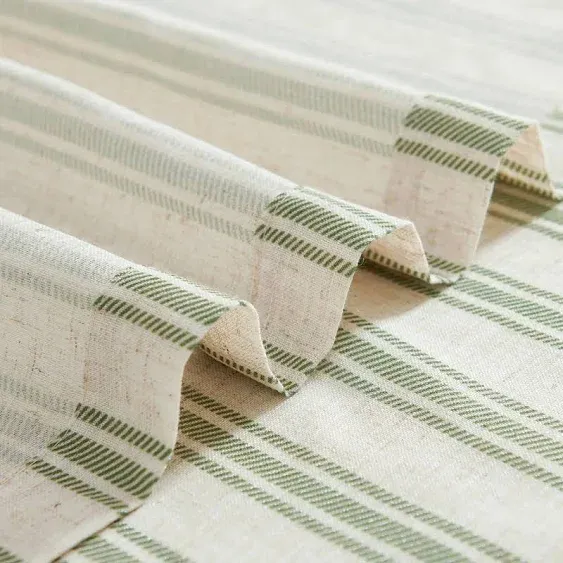 Curtainking Striped Kitchen Curtains Linen Cafe Curtains Semi-Sheer Farmhouse ...