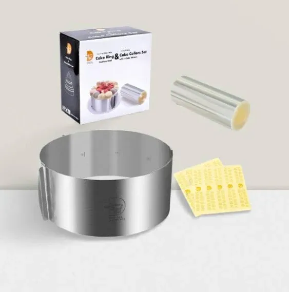 Cake Mold and Acetate Sheets for Baking, 6 to12 Inches Adjustable Stainless Steel Cake Ring, 5.5 x 394 inch Mousse Cake Sheets, Cake Collar Cake Mousse Mould, Cake Baking Cake Decor set