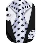 Barry.Wang Men's Tie Set Polka Dot Handkerchief Cufflinks Plaid Fashion Neckties Wedding Business