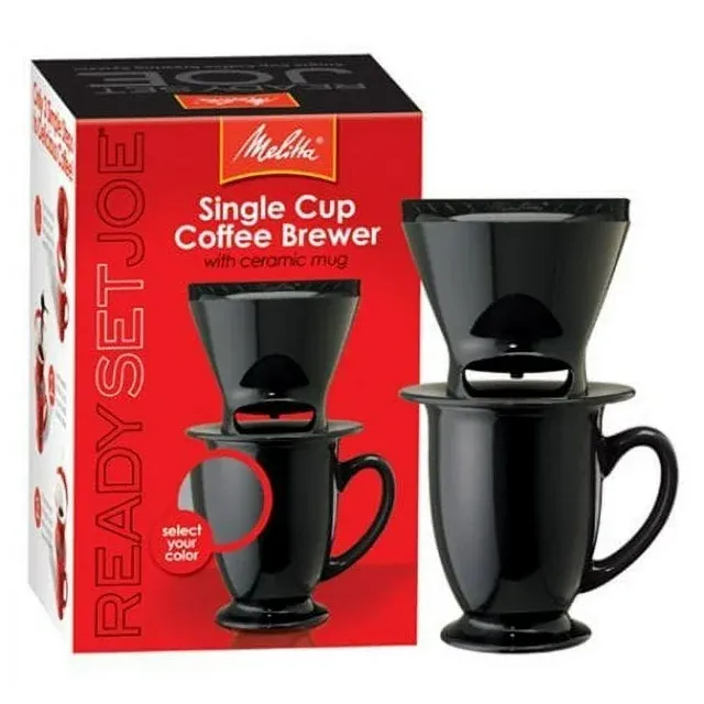 Melitta Ready Set Joe/Mug 64010 Pour-Over Coffee Makers Specialty, Black