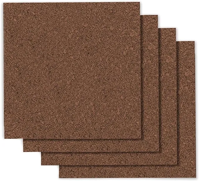 Quartet Self Stick Natural Cork Panel, Dark Brown - 4 pack 12x12