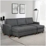 Elaina Fabric Reversible Sectional and Ottoman Gray - Abbyson Living