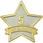 PinMart Year Service Award Star Lapel Pin – Gold- & Silver-Plated Metal Workplace Reward Pin – 1-30 Years of Service Star Pins for Long Standing