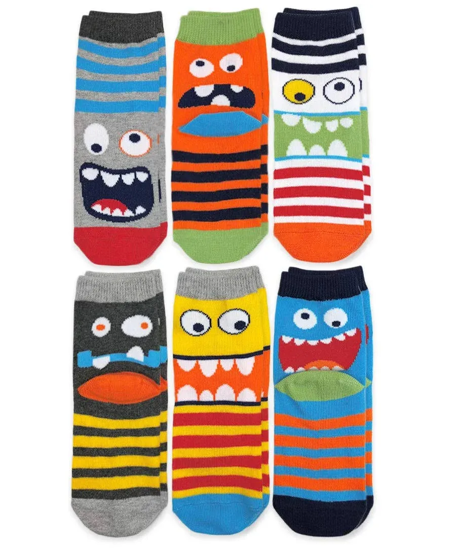 Jefferies Socks Boys Monster Pattern Crew Socks 6 Pair Pack