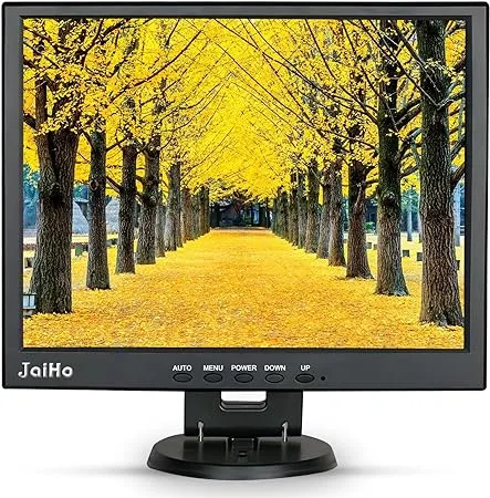 JaiHo 15 Inch LCD Monitor Display - 1024x768 Resolution HDMI PC Monitor Color Screen, Home Security Monitor with VGA/HDMI/BNC/AV/USB Earphone Input, Built-in Dual Speakers