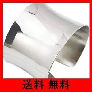 Silver Wide Grooved Cuff Bangle for Women Lady Stainless Steel Shiny Punk Bracelet