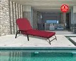 Kozyard Maya Outdoor Steel Polyester Chaise Lounge ( Terracotta Red)