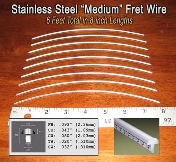 6ft Jescar STAINLESS STEEL Medium Frets/Fret Wire for Guitars &amp; More! 