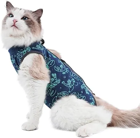 kzrfojy Cat Surgery Recovery Suit Cat Onesie for Cats After Surgery for Surgical Abdominal Wound or Skin Diseases E-Collar Alternative Wear Cat