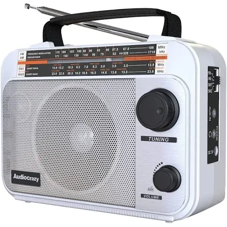 AM/FM/SW1/SW2 Radio Transistor Radio AC or Battery Operated with Best Reception Big Speaker and Precise Tuning Knob with AUX in & 3.5mm Earphone Jack