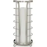 Brookstone, Nickel Toilet Paper Holder, Freestanding Bathroom Tissue Organizer, Minimalistic Storage Solution, Modern & Stylish Design Holds Mega