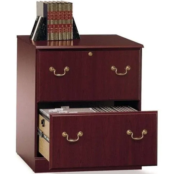 Pemberly Row Executive 2 Drawer Lateral File Cabinet in Cherry - Transitional - Filing Cabinets - by Homesquare | Houzz