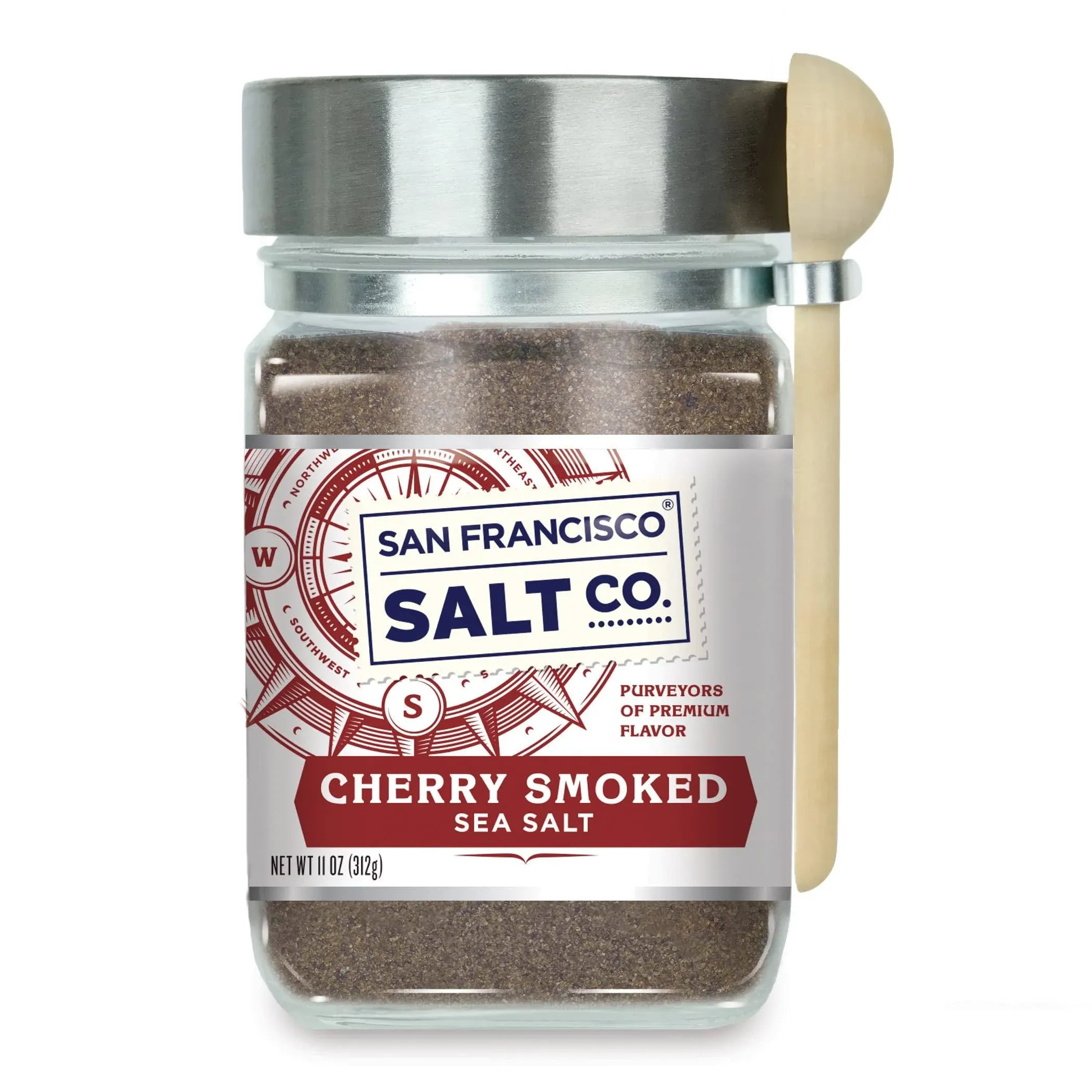 Cherrywood Smoked Sea Salt - 11 oz. Glass Chef's Jar by San Francisco Salt Company