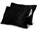 Utopia Bedding Waterproof Pillow Protectors Zippered (2 Pack, Black) King Size, Zippered Pillowcases, Bed Bug Proof Pillow Encasement Covers 20 x 38 Inches