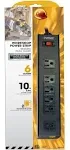 Prime PB801120 6 Outlet Black Metal Power Strip with 10 ft. Cord