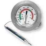 Cooper-Atkins 6142-58-3 Vapor Tension Panel Thermometer with Front Flange, Back Connect, NSF Certified, 2" Dial, 20' 4" Capillary with Bulb, -40/60°F or -40/15°C Temperature Range