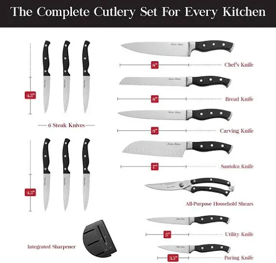 Master Maison 15-Piece Premium Kitchen Knife Set with Block