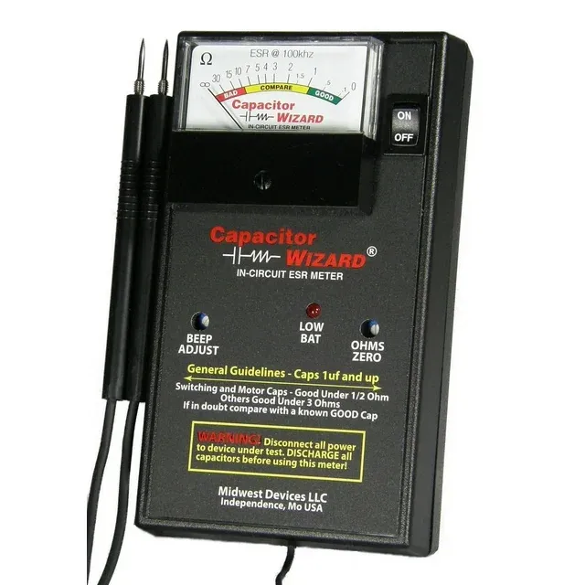 Midwest Devices, Capacitor Wizard Analog ESR Tester with Overstress Protection