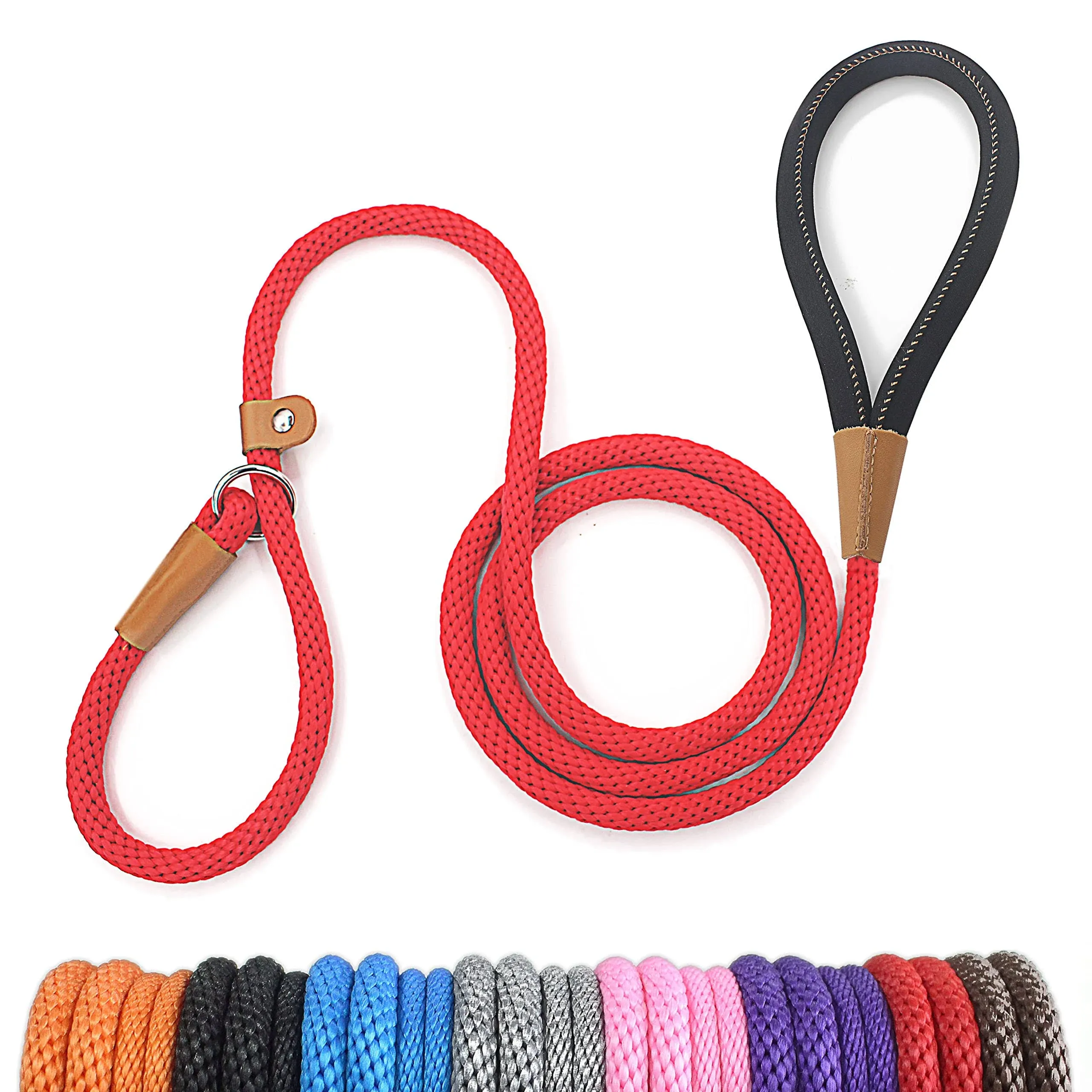 lynxking Dog Leash Slip Lead Snap Hook Rope Leash Strong Heavy Duty Braided Dog Training Leash No Pull Training Lead Leashes for Medium Large and Small Dogs