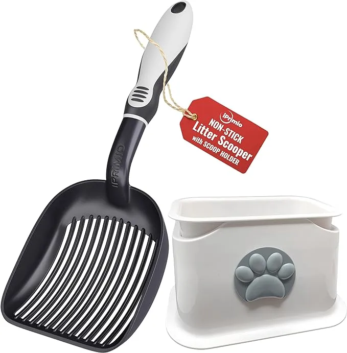 Sifter w/ Deep Shovel Cat Litter Scoop - Designed by Cat Owners - Durable Plastic Cat Litter Scooper for Litter Box - Solid Strong Handle. By iPrimio. Patented Kitty Litter Scoop