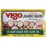 Vigo Premium Imported Canned Seafood, Jumbo Squid in Sunflower &amp; Olive Oil, S...