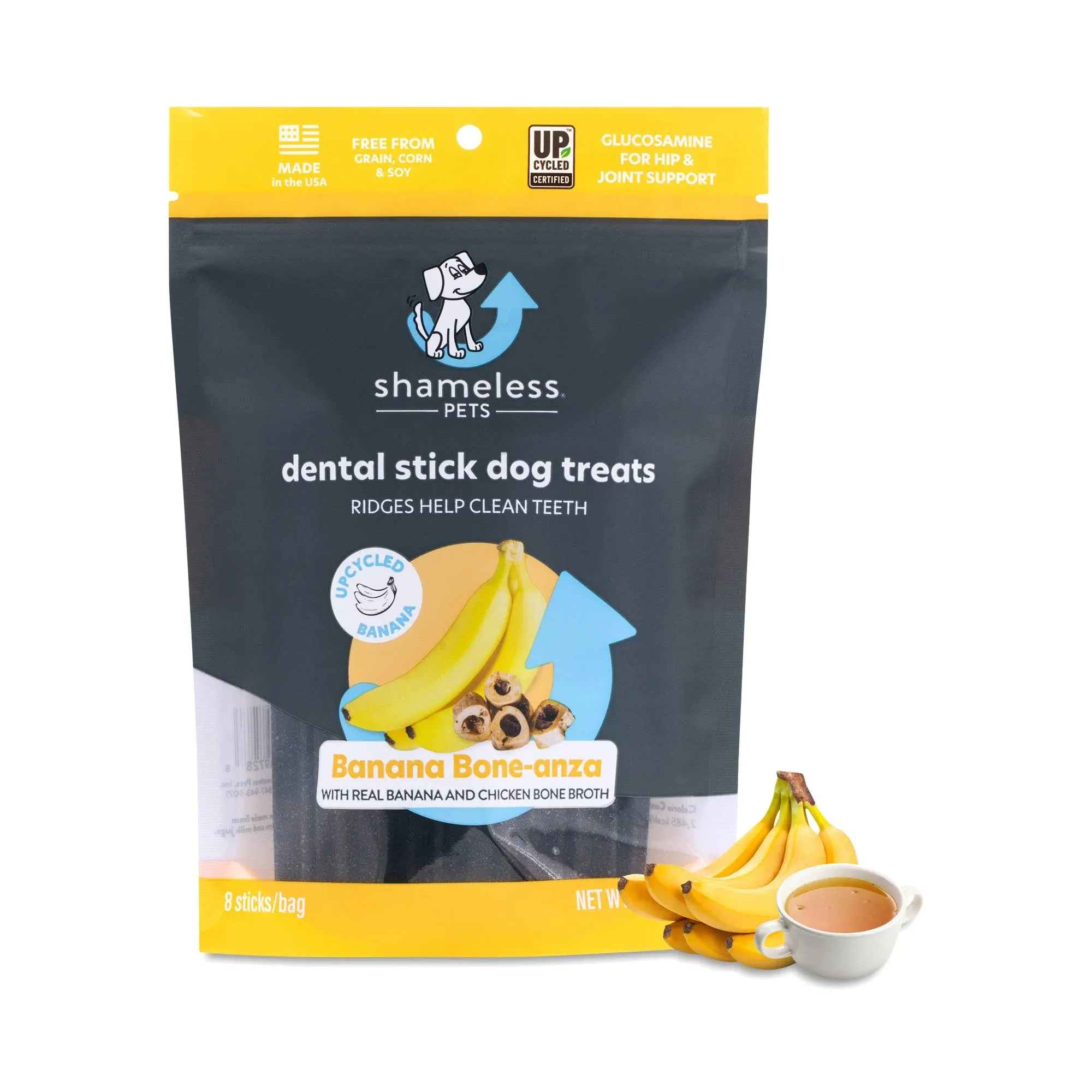 Shameless Pets Banana Bone-anza Dental Sticks Dog Treats