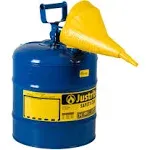 Justrite 7150310 Type I Steel Safety Can, Kerosene, 5 gal, Blue