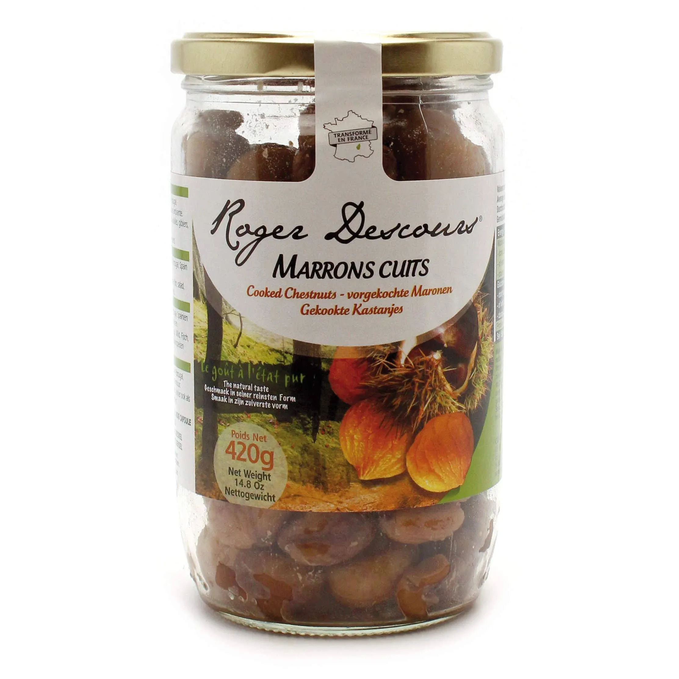 Concept Fruits Whole Roasted French Chestnuts - Peeled, Ready-to-eat, Steamed - Product of France - 14.8 oz Jar