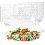 70 Clear Plastic Containers, 8" X 8" X 3" Hinged Lid Togo Containers for Food | Clamshell Food Containers for Strawberry Boxes, Bakery Supplies, Cake, Cookie, Dessert, Salad Containers, Treat Boxes